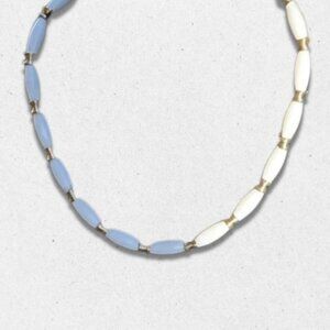 Vintage Crown Trifari Lucite Beads Necklace Spring Ring Closure White/Gold W OS